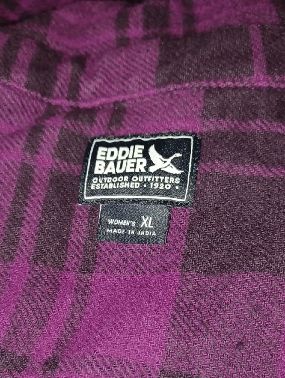Eddie Bauer Purple and Black Plaid Pullover XL - Picture 6 of 6